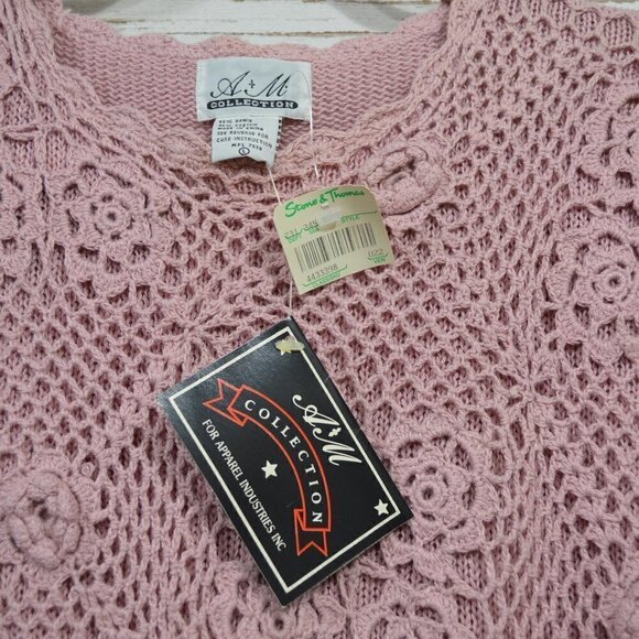 Vintage NWT A&M Collection Pink Crochet Sweater - Picture 2 of 4